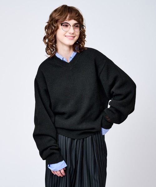V-NECK WOOL LIKE KNIT / Vネックウールライクニット（ニット/セーター