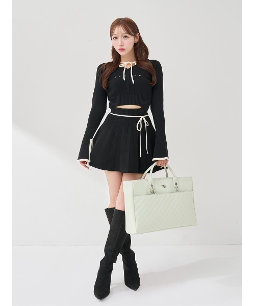 新品 ダーリッチ ウエストオープンリボンデザインニットミニワンピース