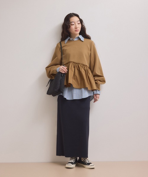 WEB限定】ペプラムコンビプルオーバー（Tシャツ/カットソー）｜ADAM ET
