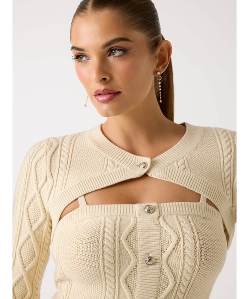 Long Sleeves Shrug Cable Daphne Dress ニットワンピース | GUESS