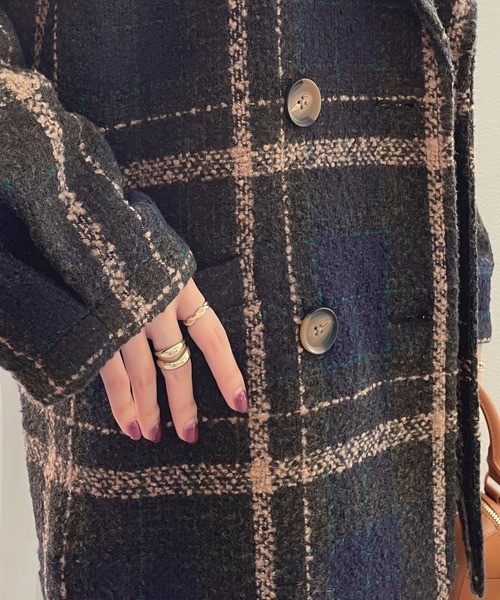 セール】レトロな主役級アイテム。ブークレー起毛チェック柄 オーバー