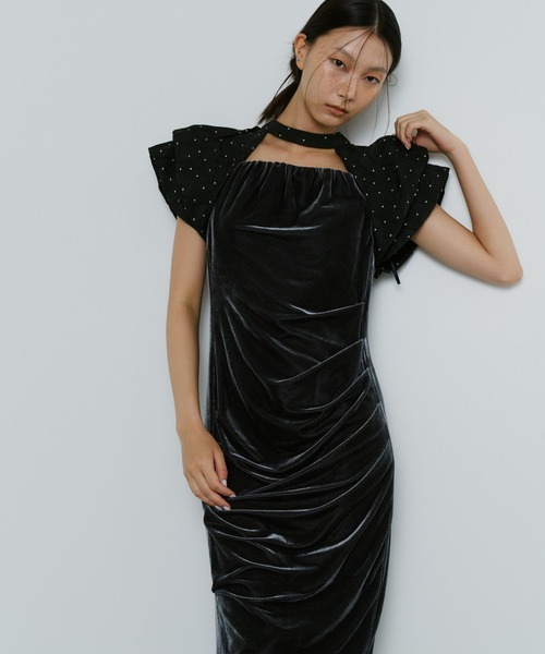 セール】ドレープベロアドレス / drape velour dress（ドレス