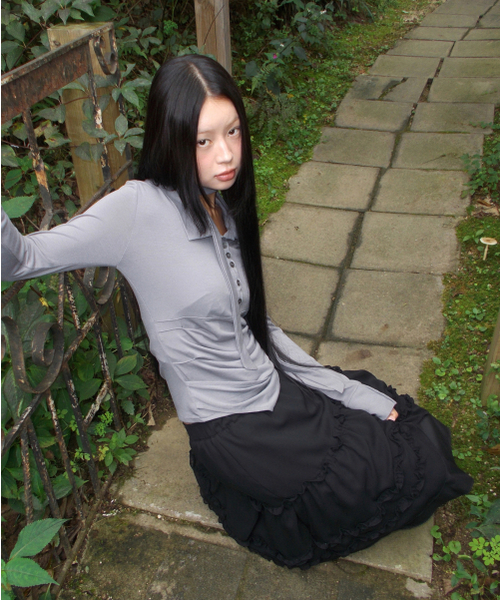 セール】3-Layered Ruffle Skirt Pants (FL-260_Charcoal)（その他