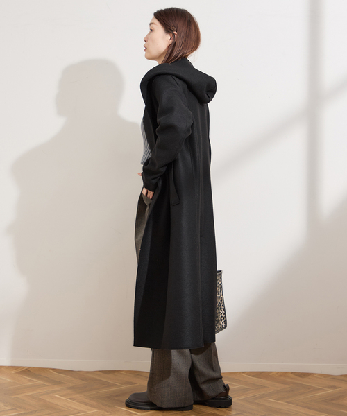別注【HARRIS WHARF LONDON】Women hooded coat pressed woo：コート