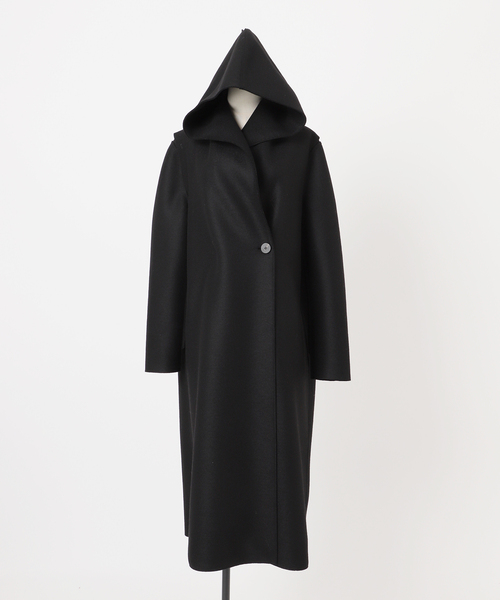 別注【HARRIS WHARF LONDON】Women hooded coat pressed woo：コート