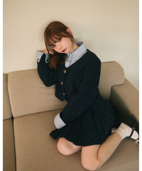 セール】ラメツイードジャケット＆プリーツスカート セットアップ