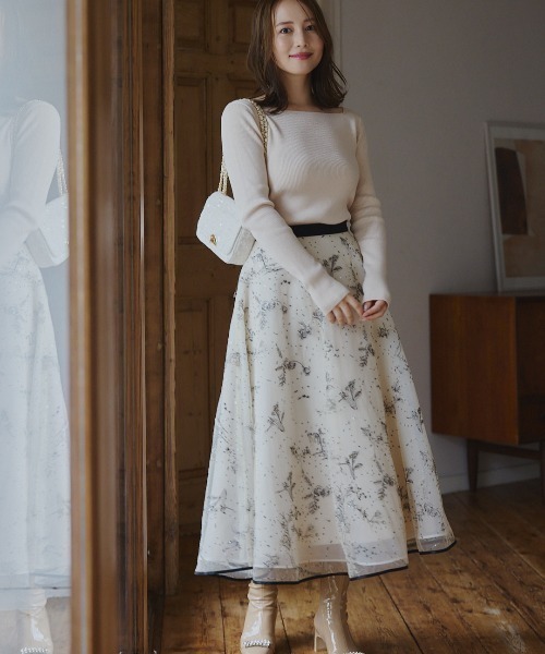 CELFORD バリエーションチュールフレアスカート ベージュ CELFORD