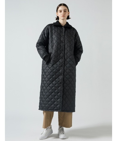 mizuiroind（ミズイロインド）の「リブカラーキルティングロングコート