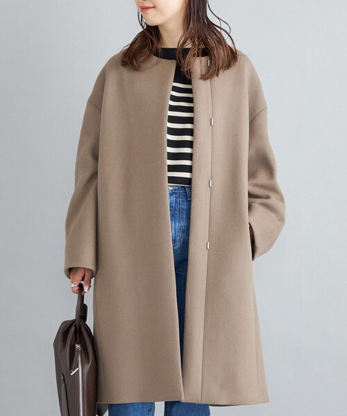 SHIPS（シップス）の「MANTECO ノーカラー ミディコート◇（ノーカラー