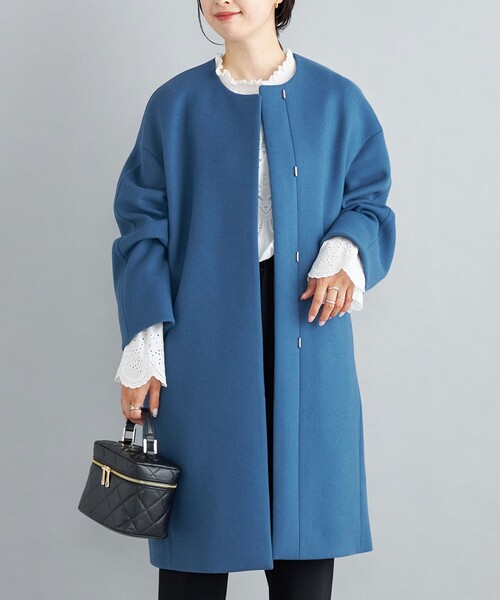 SHIPS（シップス）の「MANTECO ノーカラー ミディコート◇（ノーカラー