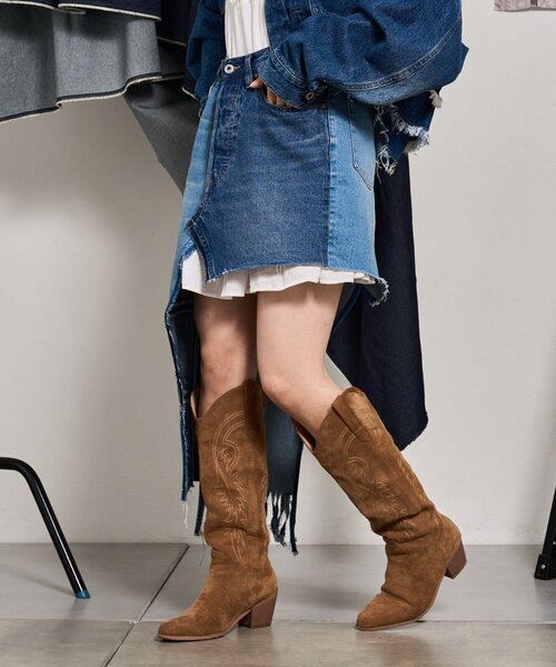 etsinta】デニムアシメオーバーラップスカート（スカート）｜etsinta