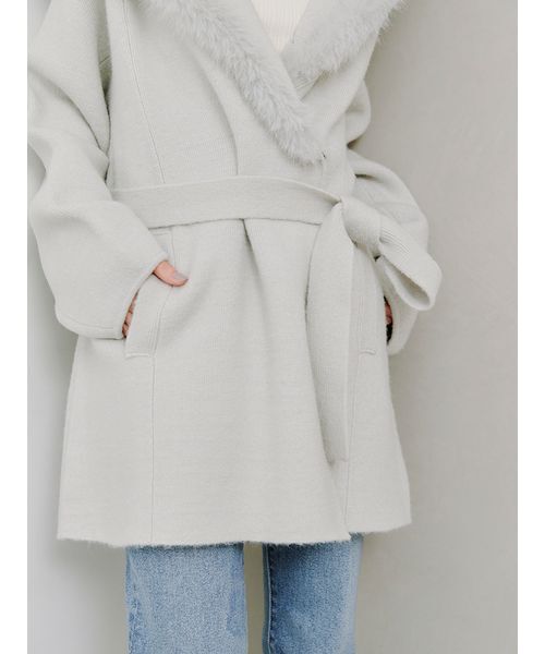 セール】ファーフードニットコート（その他アウター）｜SNIDEL