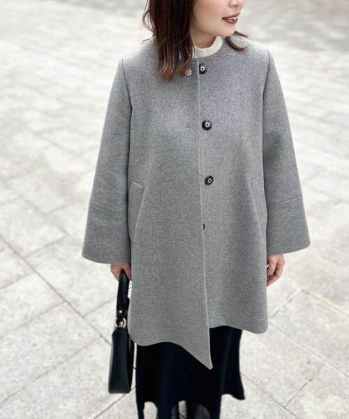 NOLLEY'S（ノーリーズ）の「カシミヤ混ビジューブローチ付きコート