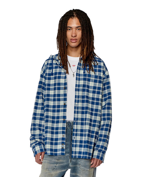 DIESEL（ディーゼル）の「メンズ シャツ チェック柄 フーディー