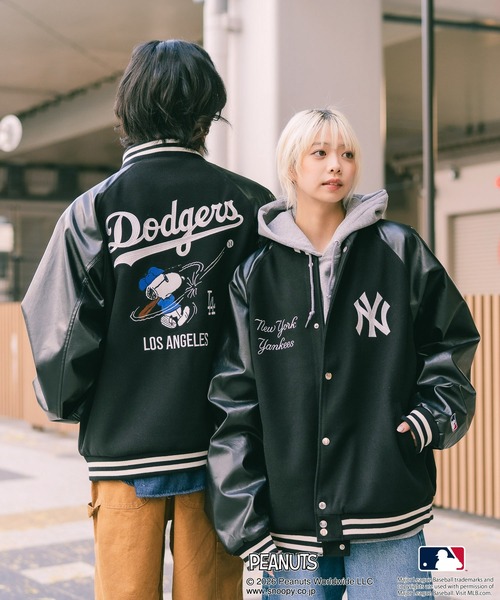 PEANUTS×MLB】オリジナルデザイン スタジャン バーシティージャケット