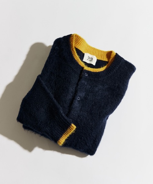 CREW NECK BRUSHED LAYERED CARDIGAN / クルーネックブラッシュド