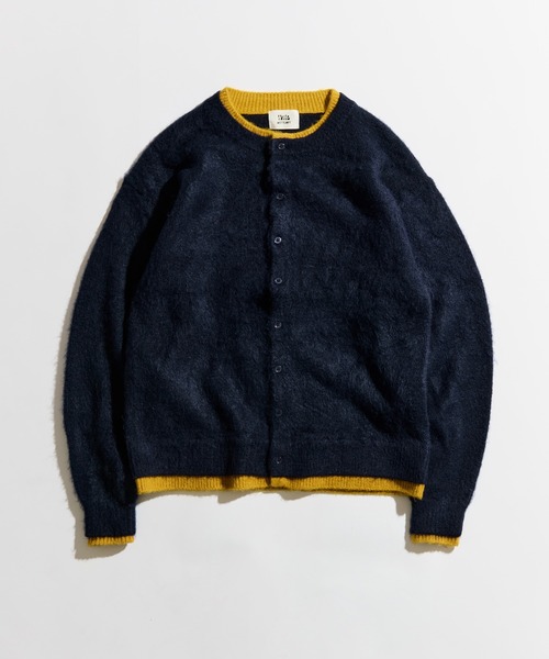 CREW NECK BRUSHED LAYERED CARDIGAN / クルーネックブラッシュド