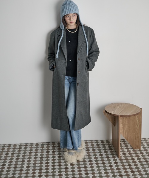 セール】ヘリンボーンツイードチェスターコート（チェスターコート