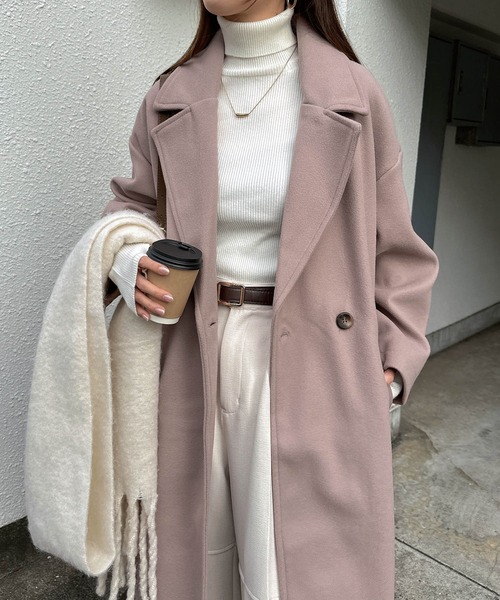 フェイクウールオーバーサイズテーラードロングコート（チェスター