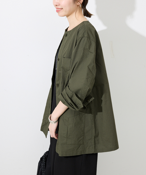 追加》ノーカラーサファリブルゾン（その他アウター）｜SLOBE IENA