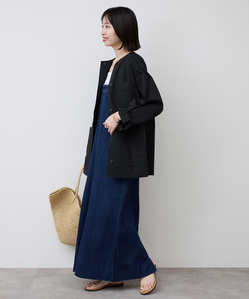 追加》ノーカラーサファリブルゾン（その他アウター）｜SLOBE IENA