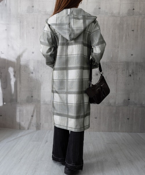 セール】トグルボタンロングコートチェック柄コート（ダッフルコート