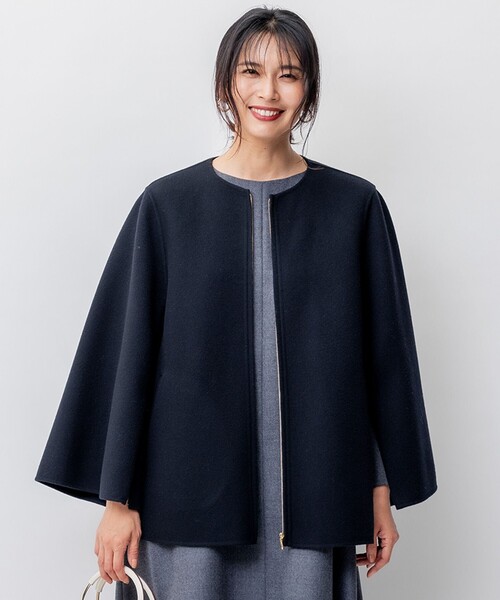 セール】ウールリバー ケープ ジャケット（ノーカラーコート）｜23区 S
