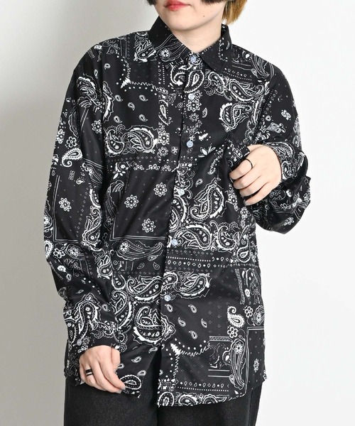 セール】ペイズリー柄 長袖総柄シャツ レギュラーカラー（シャツ
