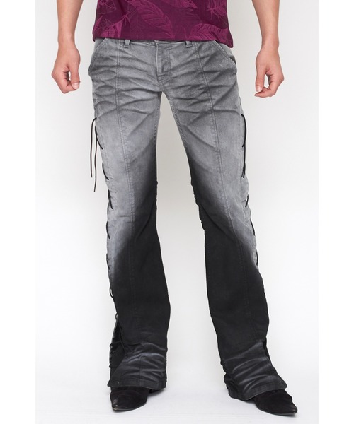 未使用品】トルネードマート 3D加工 ヘビ柄 レースアップ ベルボトム