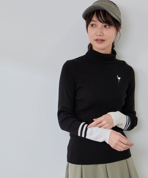 セール】バイカラー切替リブタートルニット/Oggi掲載（ニット/セーター