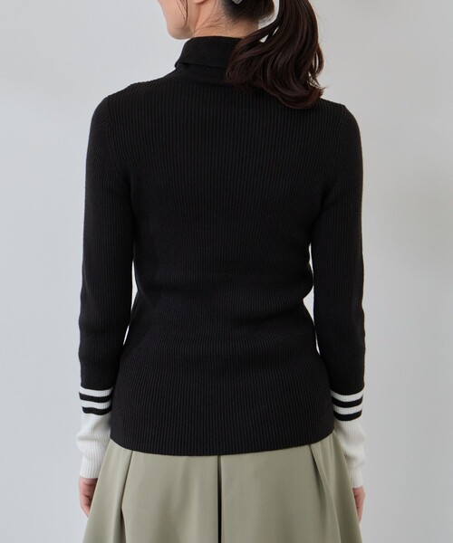 セール】バイカラー切替リブタートルニット/Oggi掲載（ニット/セーター