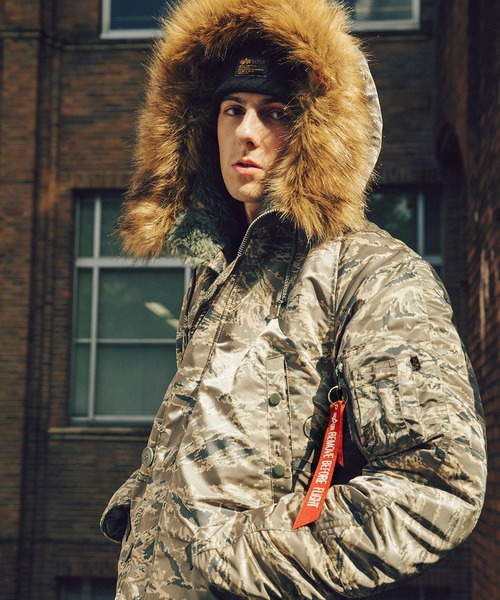 未使用級✨L アルファインダストリーズ N-3B カモフラ フライト