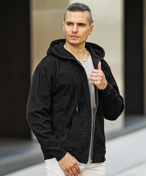 セール】【SOMEDIFF】ストレッチブロックチェックZIPパーカー メンズ