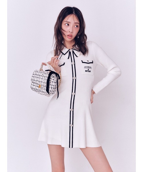 セール】【LILY BROWN×MARY QUANT】ビジューボタンミニニット