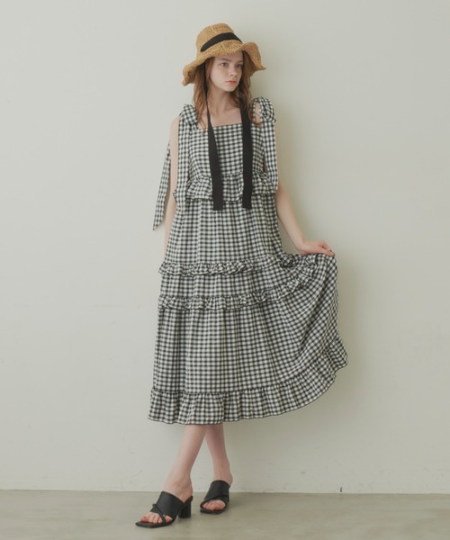 idem（イデム）の「ribbon gingham check onepiece/ギンガムチェック