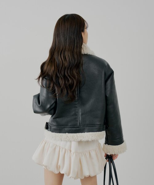 セール】ボアレザーライダースジャケット（その他アウター）｜Chico