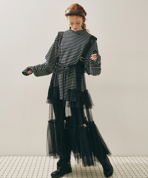 シースルーボリュームチュールデザインジレ（ベスト）｜J1U by LA