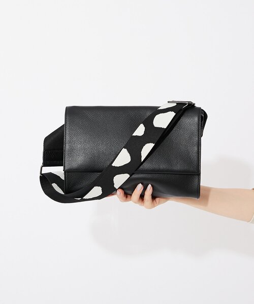 本革/470g》ワイドテープショルダーバッグ/ボディバッグ（ショルダー