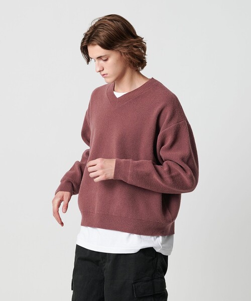 セール】プレーティング クロップド Vネック ニット（ニット/セーター