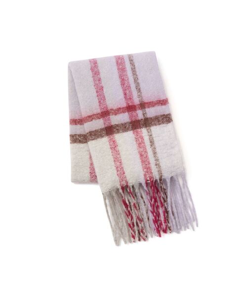 セール】モヘアライク チェックマフラー グレー（ルームウェア