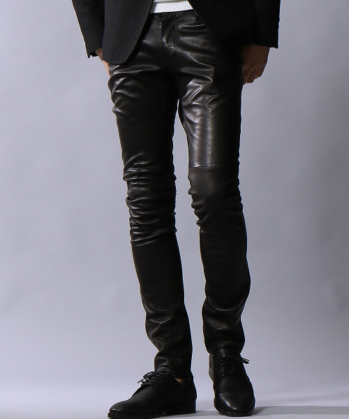 セール】ゴートレザースリムストレートストレッチパンツ（その他パンツ