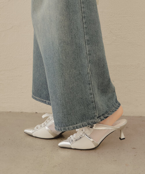 YELLO ホワイト ミュール レースアップ YELLO ホワイト ミュール