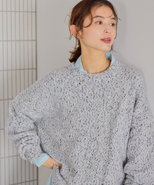 セール】3ゲージカラーMIXネッププルオーバー（ニット/セーター