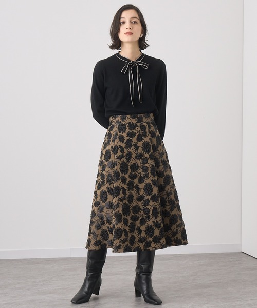 ANAYI（アナイ）の「メタリックフラワーフレア スカート（スカート