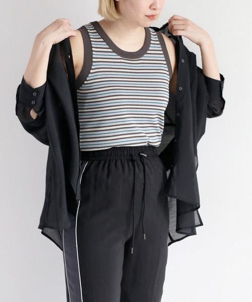 マルタンマルジェラ タンクトップ ボーダー 冷感 ブラック Mサイズ