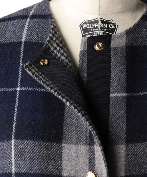 Drawer（ドゥロワー）の「Drawer ダブルフェイスチェックコート