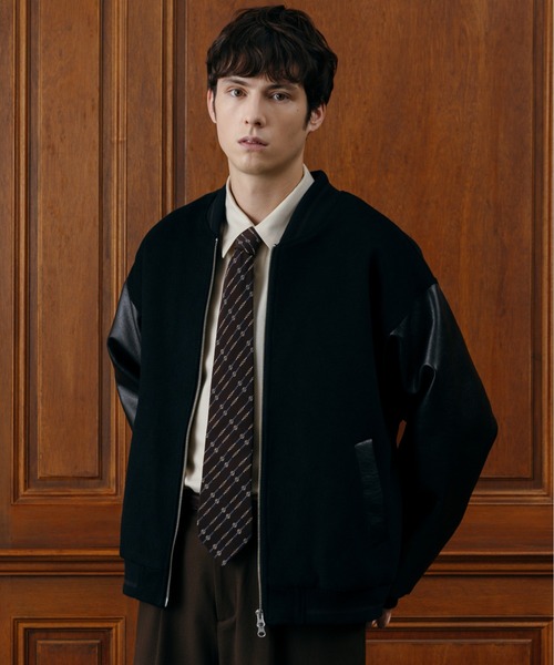 セール】【LURAKU】wool melton stadium jacket/ウールメルトン