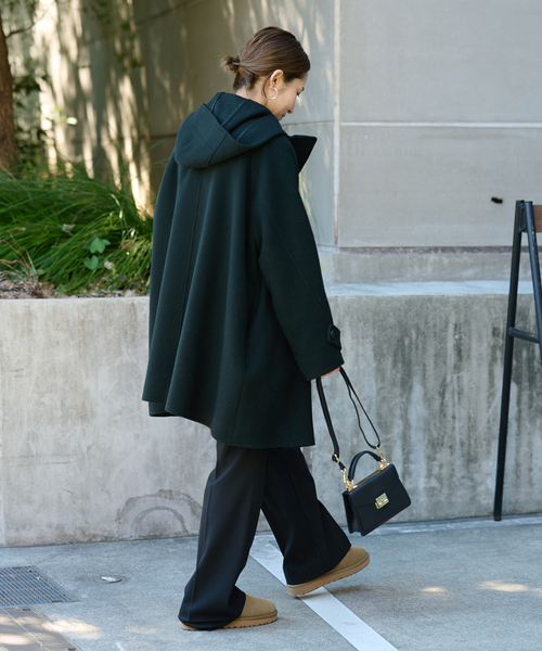 FRAMeWORK メルトンダッフルポンチョコート ブラック FRAMeWORK