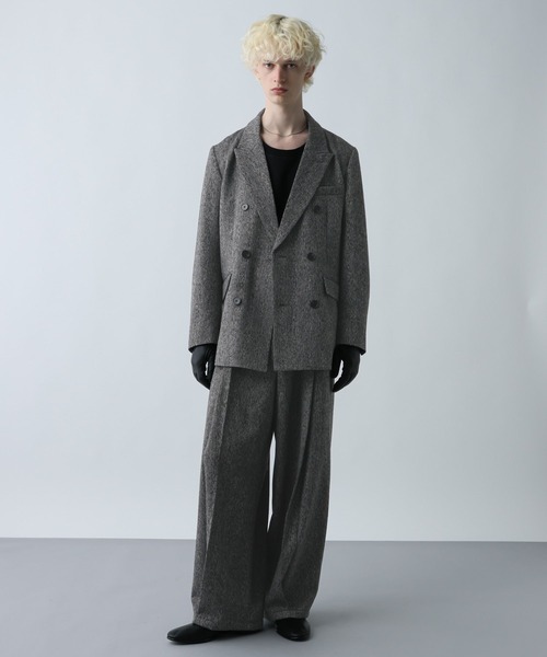 セール】【SET UP対応】ツイードダブルジャケット(HARE)（テーラード