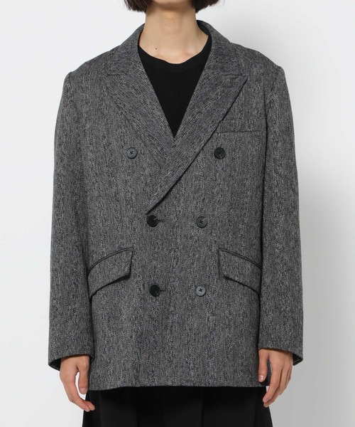 セール】【SET UP対応】ツイードダブルジャケット(HARE)（テーラード